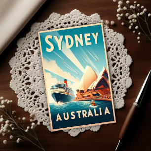 Sydney Australia Retro Travel Postcard