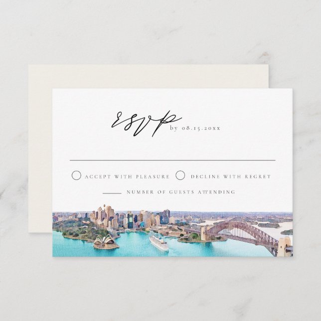 SYDNEY AUSTRALIA Skyline Destination RSVP Invitation (Front/Back)