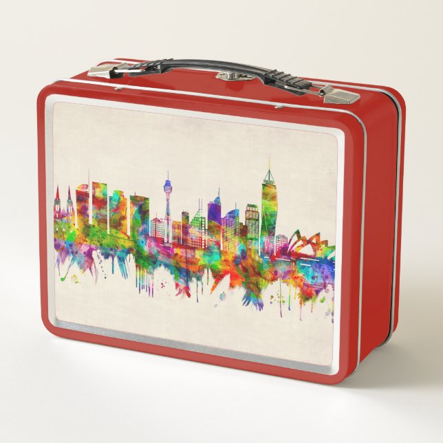 Sydney Australia Skyline Metal Lunch Box (Back)