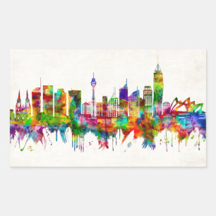 Sydney Australia Skyline Rectangular Sticker