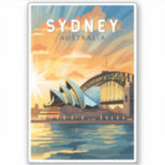 Sydney Australia Travel Art Vintage<br><div class="desc">Sydney retro vector travel design. Sydney,  capital of New South Wales and one of Australia's largest cities,  is best known for its harbourfront Sydney Opera House,  with a distinctive sail-like design.</div>