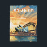 Sydney Australia Travel Art Vintage Fleece Blanket<br><div class="desc">Sydney retro vector travel design. Sydney,  capital of New South Wales and one of Australia's largest cities,  is best known for its harbourfront Sydney Opera House,  with a distinctive sail-like design.</div>