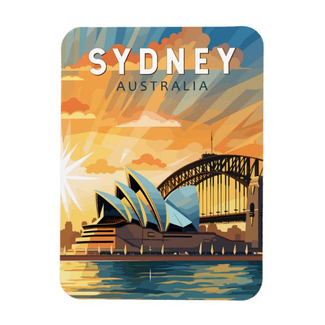 Sydney Australia Travel Art Vintage Magnet (Vertical)