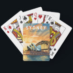 Sydney Australia Travel Art Vintage Playing Cards<br><div class="desc">Sydney retro vector travel design. Sydney,  capital of New South Wales and one of Australia's largest cities,  is best known for its harbourfront Sydney Opera House,  with a distinctive sail-like design.</div>