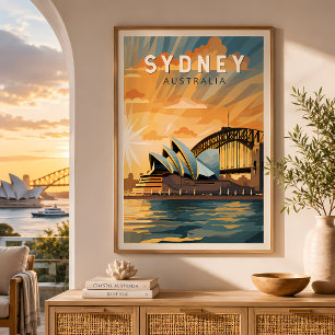 Sydney Australia Travel Art Vintage Poster