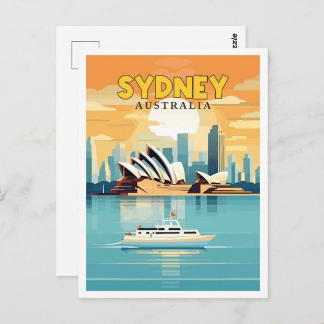Sydney Australia vintage travel place illustration Postcard (Front/Back)