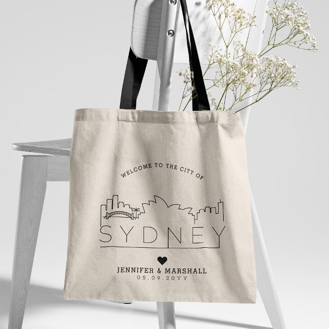 Sydney Australia Wedding | Stylised Deco Skyline Tote Bag (Creator Uploaded)