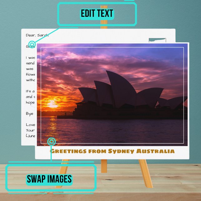 Sydney Australia with Opera House at Sunset Postcard (Please enjoy our design and see the others in the collection.)