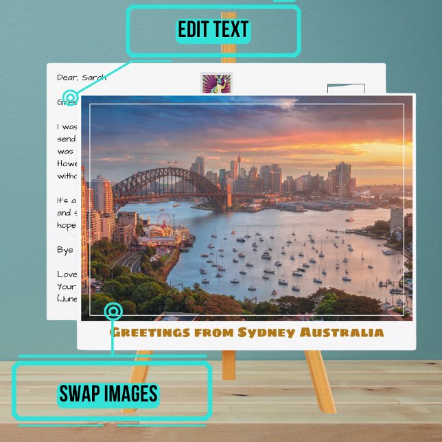 Sydney Australia with Wide Harbour Postcard (Please enjoy our design and see the others in the collection.)