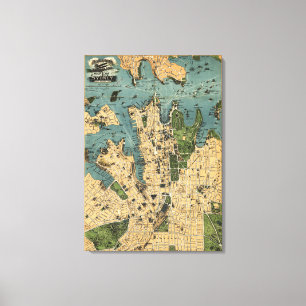Sydney, AustraliaPanoramic Map Canvas Print