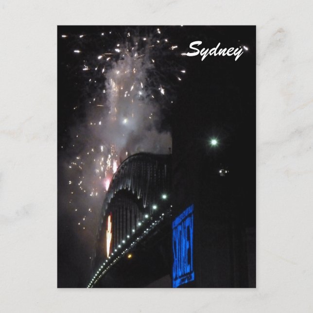 sydney bridge fireworks holiday postcard (Front)