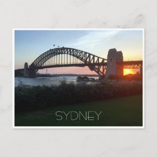sydney bridge sunset postcard