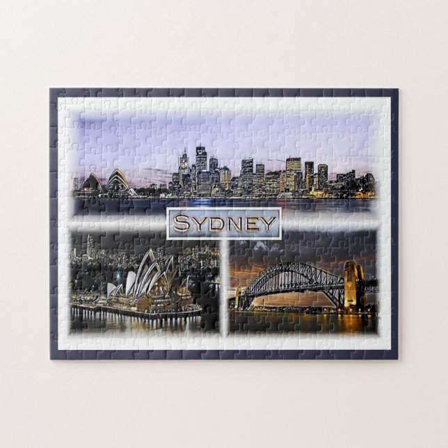 Sydney by Night - Australia - Mosaic - Jigsaw Puzzle (Horizontal)
