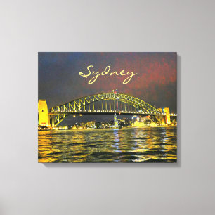 Sydney by night Harbour Bridge Australia travel Canvas Print