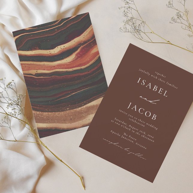 SYDNEY Espresso Brown Watercolor Wedding Invitation (Creator Uploaded)