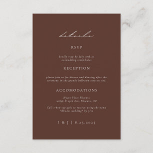 SYDNEY Espresso Wedding Details Enclosure Card