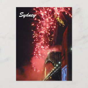 sydney fireworks red holiday postcard
