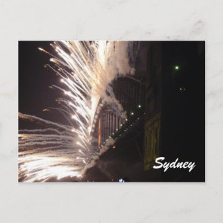 sydney fireworks white holiday postcard