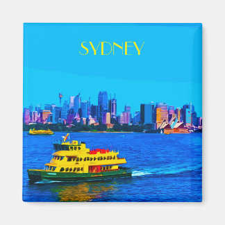 Sydney Harbor Vintage Travel Art Magent Magnet