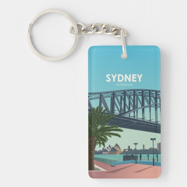 Sydney Harbour Australia Vintage Travel Key Ring (Front)