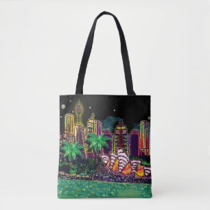 Sydney Harbour Black Sky by Sequin Dreams Studio Tote Bag