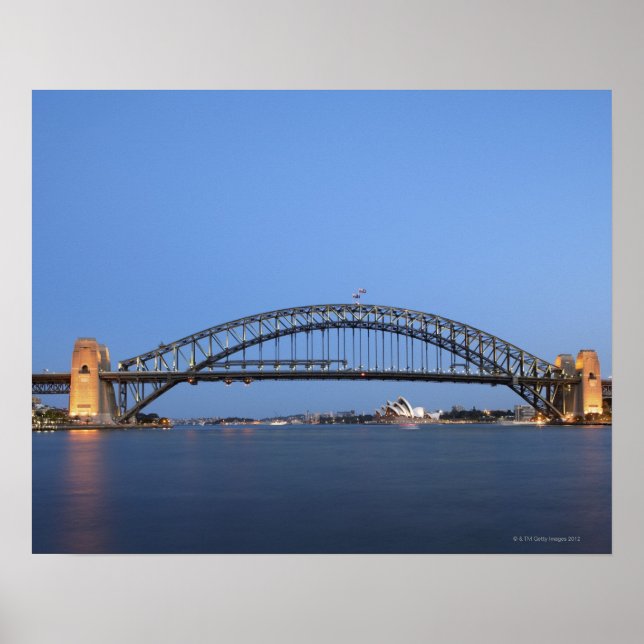 Sydney Harbour Bridge and Opera House at dusk Poster (Front)