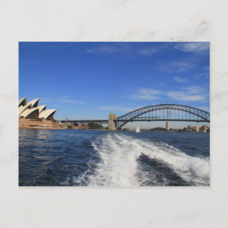 Sydney Harbour Bridge and Opera House from a ferry Postcard