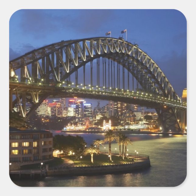 Sydney Harbour Bridge and Park Hyatt Sydney Hotel Square Sticker (Front)