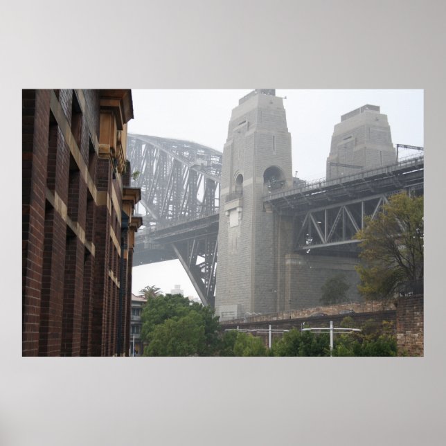 Sydney Harbour Bridge Grey Mist Poster (Front)