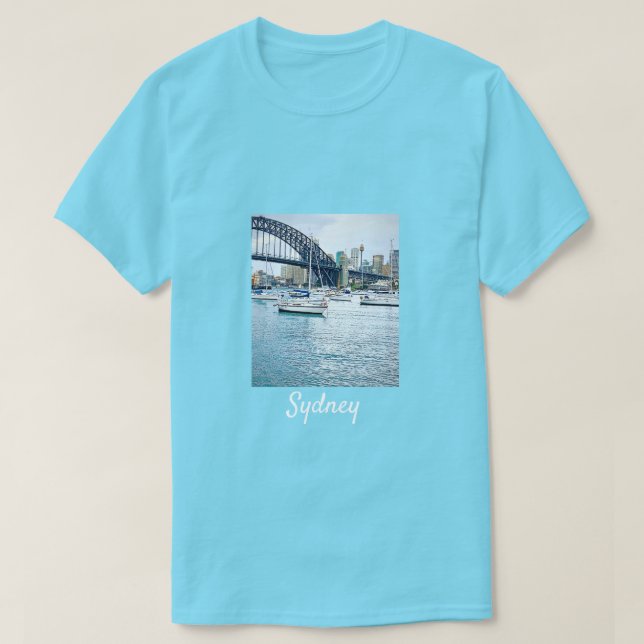 Sydney Harbour Bridge with yachts T-Shirt (Design Front)