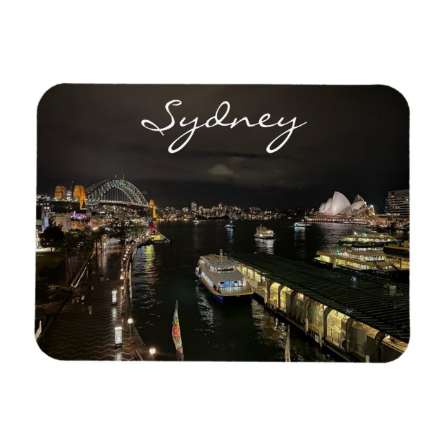 Sydney Harbour by Night, Australia, Photo Magnet (Horizontal)