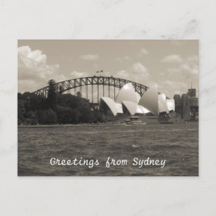 sydney harbour grey postcard