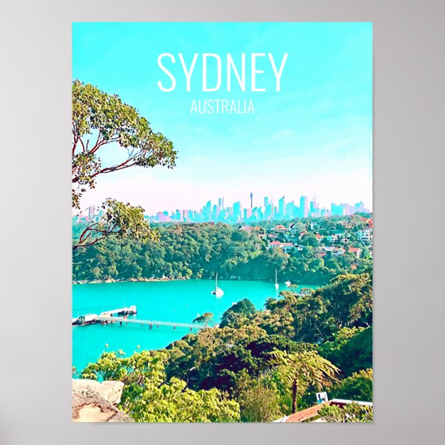 Sydney Harbour Skyline view Mosman Poster (Front)