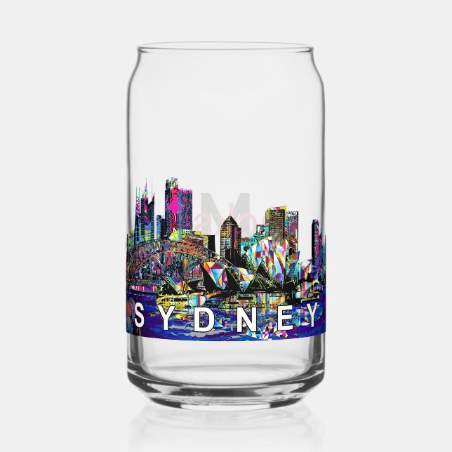 Sydney in graffiti with monogram  can glass (Front)