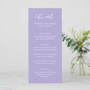 Sydney Lavender Modern Wedding Menu
