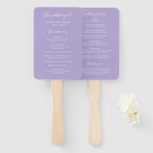 Sydney Lavender Modern Wedding Program Hand Fan