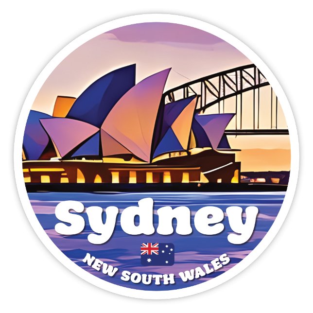 Sydney, NSW Australia Sticker (Sydney New South Wales Australia round sticker)