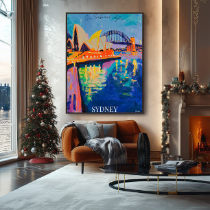 Sydney Opera House and Harbour Bridge in Fauvist  Poster