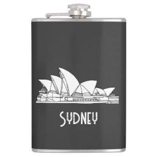Sydney Opera House Australia drawing souvenir Hip Flask