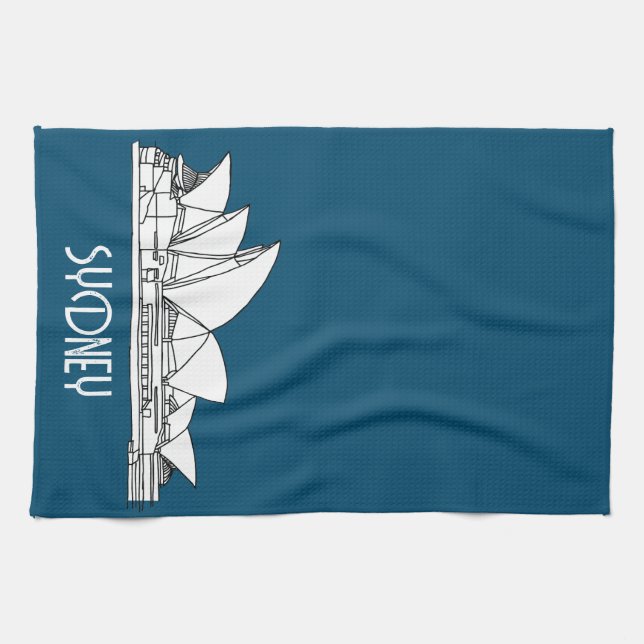 Sydney Opera House Australia drawing souvenir Tea Towel (Horizontal)
