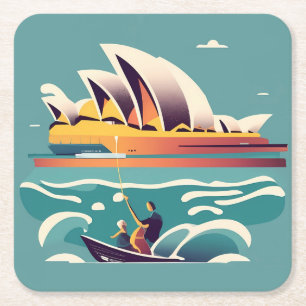 Sydney Opera House Australia painting souvenir Square Paper Coaster