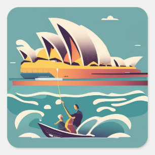 Sydney Opera House Australia painting souvenir Square Sticker