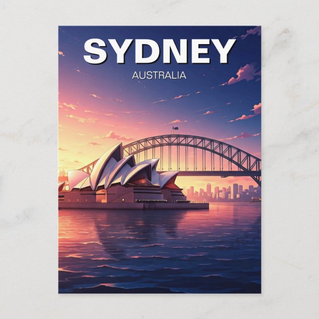 Sydney Opera House Australia sunset bridge Postcard (Front)