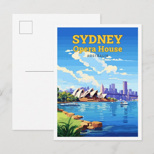 Sydney Opera House Australia Travel Art Vintage Postcard (Front/Back)