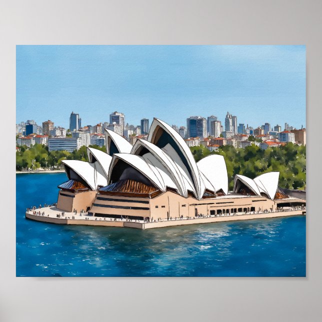 Sydney Opera House Australia Watercolor Poster (Front)