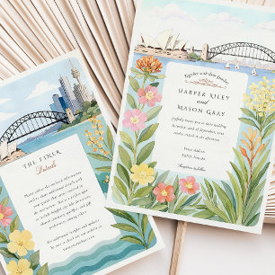 Sydney Opera House Harbour Bridge Wedding Invitation