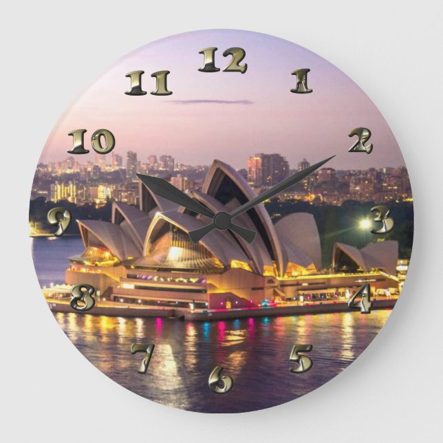 Sydney Opera House in the Evening Large Clock (Front)