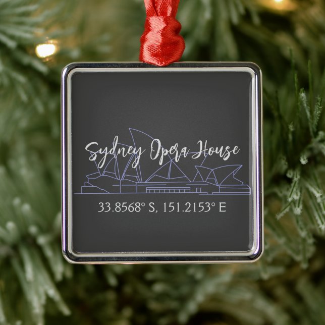 Sydney Opera House Latitude  Longitude  Metal Tree Decoration (Tree)