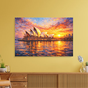 Sydney Opera House Sunset Knife Oil Painting Canvas Print