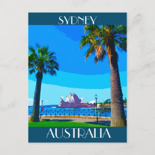 Sydney Opera House Vintage Travel Art Postcard